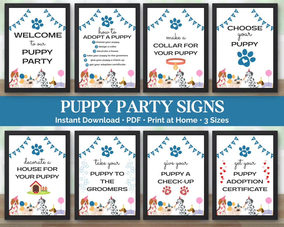 Puppy Party Signs, Puppy Party Games, Pet Adoption Party, Adopt a Puppy ...