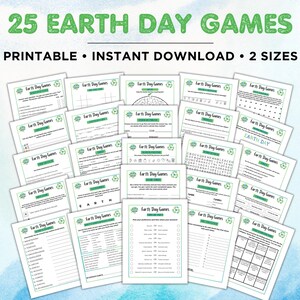 Earth Day Games, Earth Day Party Games, Earth Day Activity, Classroom Games, Spring Games, Family Games, Printable Games for Kids and Adults