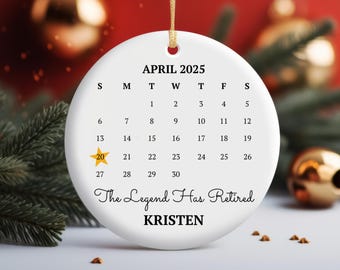 Ornament pensioenkalender, pensioencadeau, pensioenornament, gepersonaliseerd pensioenornament, Happy Retirement-ornament