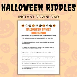Halloween Riddles, Halloween Riddle Me This, Halloween Game, Halloween Trivia Game, Halloween Party Game Printable, Halloween Game for Kids