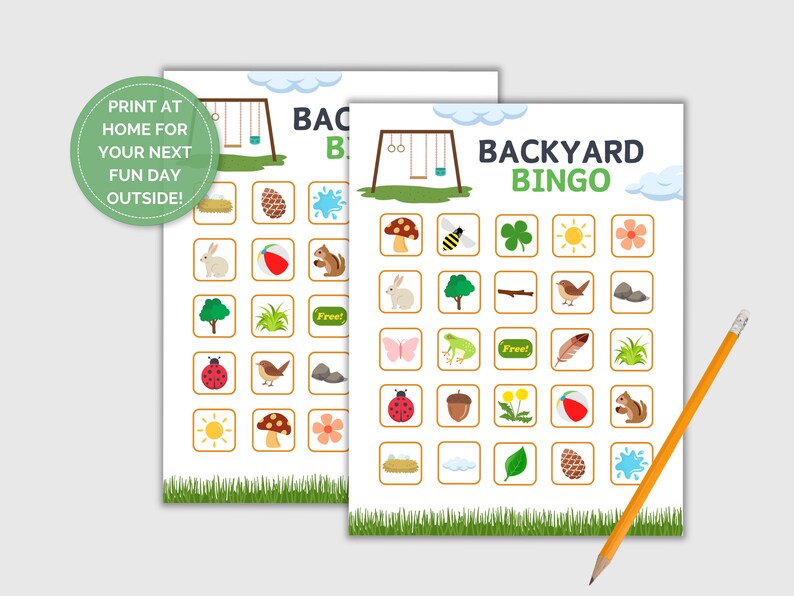 Backyard Bingo, Printable Backyard Bingo Cards, Backyard Bingo Cards ...