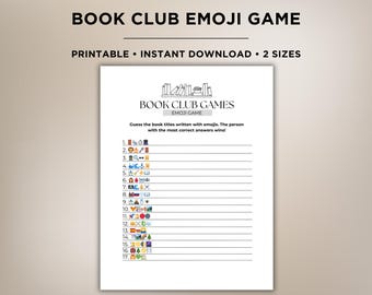 Book Club Emoji Game, Book Title Emoji Game, Emoji Guessing Game, Book Club Icebreaker Game, Book Club Party Game, Game for Book Readers