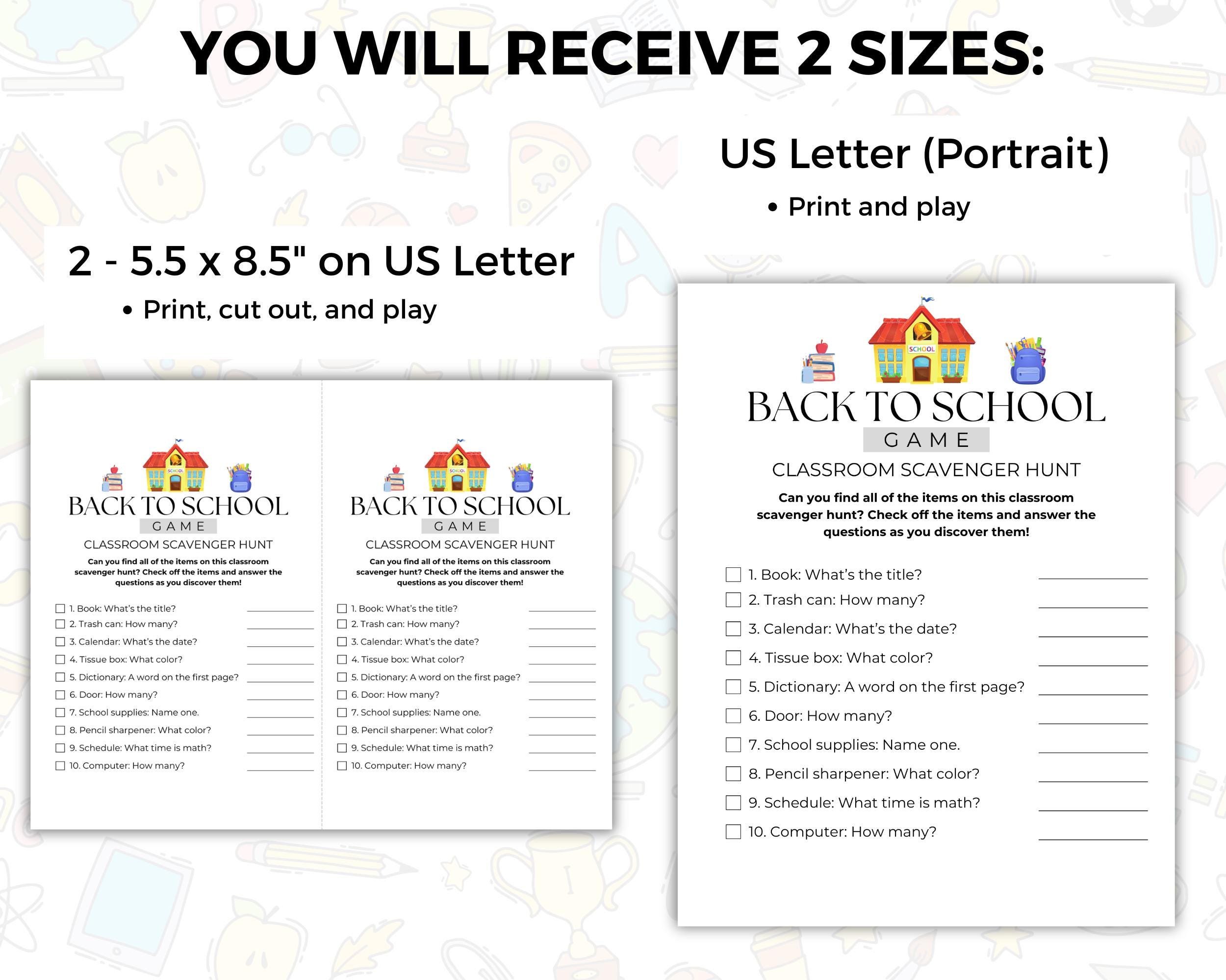 Back to School Classroom Scavenger Hunt, Classroom Treasure Hunt, Back ...