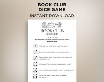 Book Club Dice Game, Book Club Icebreaker Game, Book Club Games, Book Club Party Game, Game for Book Readers