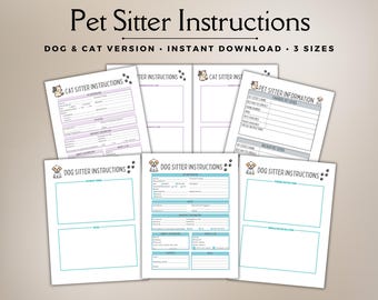 Pet Sitter Instructions, Dog Sitter, Cat Sitter, Pet Sitter Notes, Pet Sitter Checklist, Pet Care Notes, Pet Sitting Instructions, Pet Care