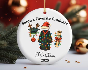 Personalized Santa's Favorite Graduate Ceramic Ornament, 2026 Graduation Ornament, High School Graduate, College Graduate, Custom Ornament
