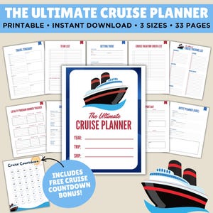 Cruise Planner, Printable Planner, Travel Planner, Cruise Countdown, Cruise Packing List, Outfit Planner, Vacation Planner, Trip Planner
