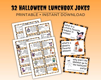 Halloween Lunchbox Jokes, Lunch Box Notes, Printable Lunch Notes for Kids, Halloween Joke Cards, Joke of the Day, Halloween Jokes for Kids