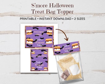 Adorno para bolsa de dulces de Halloween, adorno para bolsa de dulces de Halloween, adorno para bolsa imprimible, bolsa de regalos de Halloween, etiqueta para bolsa de Halloween