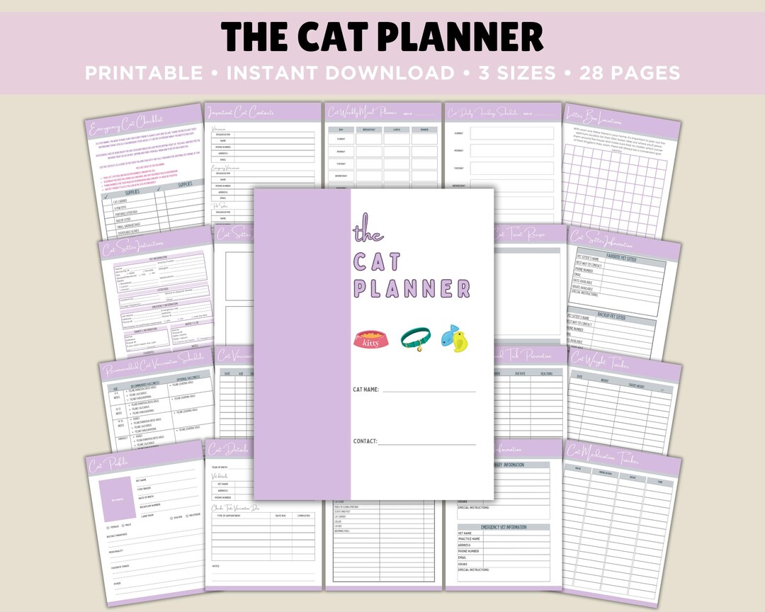 Cat Planner, Cat Care Planner, Printable Planner Cat, Daily Cat Planner ...