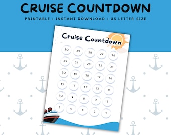 Cruise Countdown, Countdown Printable, Vacation Countdown, Countdown Calendar, Trip Countdown, Cruise Planner, Cruise Tracker, Cruise Trip