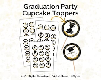 Toppers para cupcakes de formatura, Toppers para cupcakes de formatura, Turma de 2026, Decorações para festa de formatura, Toppers para imprimir, Decorações para cupcakes