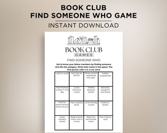 Juego para encontrar a alguien en el club de lectura, juego para romper el hielo en el club de lectura, juegos para el club de lectura, juego para fiestas en el club de lectura, juego para lectores de libros