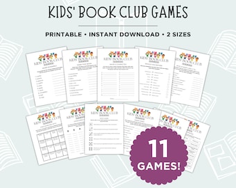 Kids Book Club Games, Kids Book Club Activities, Children's Book Club, Book Club Icebreakers, Printable Games for Kids Book Club