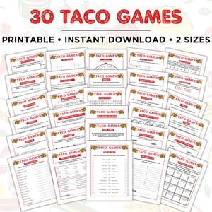 Taco Games, Taco Party Games, Taco Tuesday Games, Taco Night Games, Fiesta Games, Mexican Games, Family Games, Office Party Games Bundle