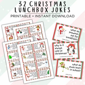 Weihnachts Lunchbox Witze, Lunch Box Notizen, druckbare Lunch Notizen für Kinder, Weihnachtswitz Karten, Witz des Tages, Weihnachtswitze für Kinder