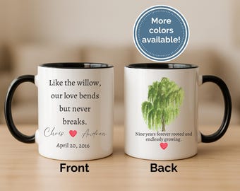 9th Anniversary Mug, 9th Anniversary Gift, 9th Anniversary Traditional Gift, 9th Wedding Gift, Willow Anniversary Gift for Her, Gift for Him
