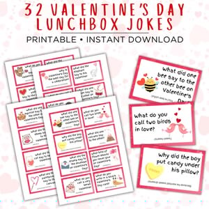 Valentine&#39;s Day Lunchbox Jokes, Kids Lunchbox Jokes, Valentine&#39;s Day Jokes, Lunchbox Cards, Kids Valentines, Valentines Lunch Jokes