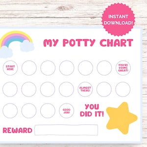 Rainbow and Star Potty Training Chart, Potty Training Chart Printable, Potty Reward Chart