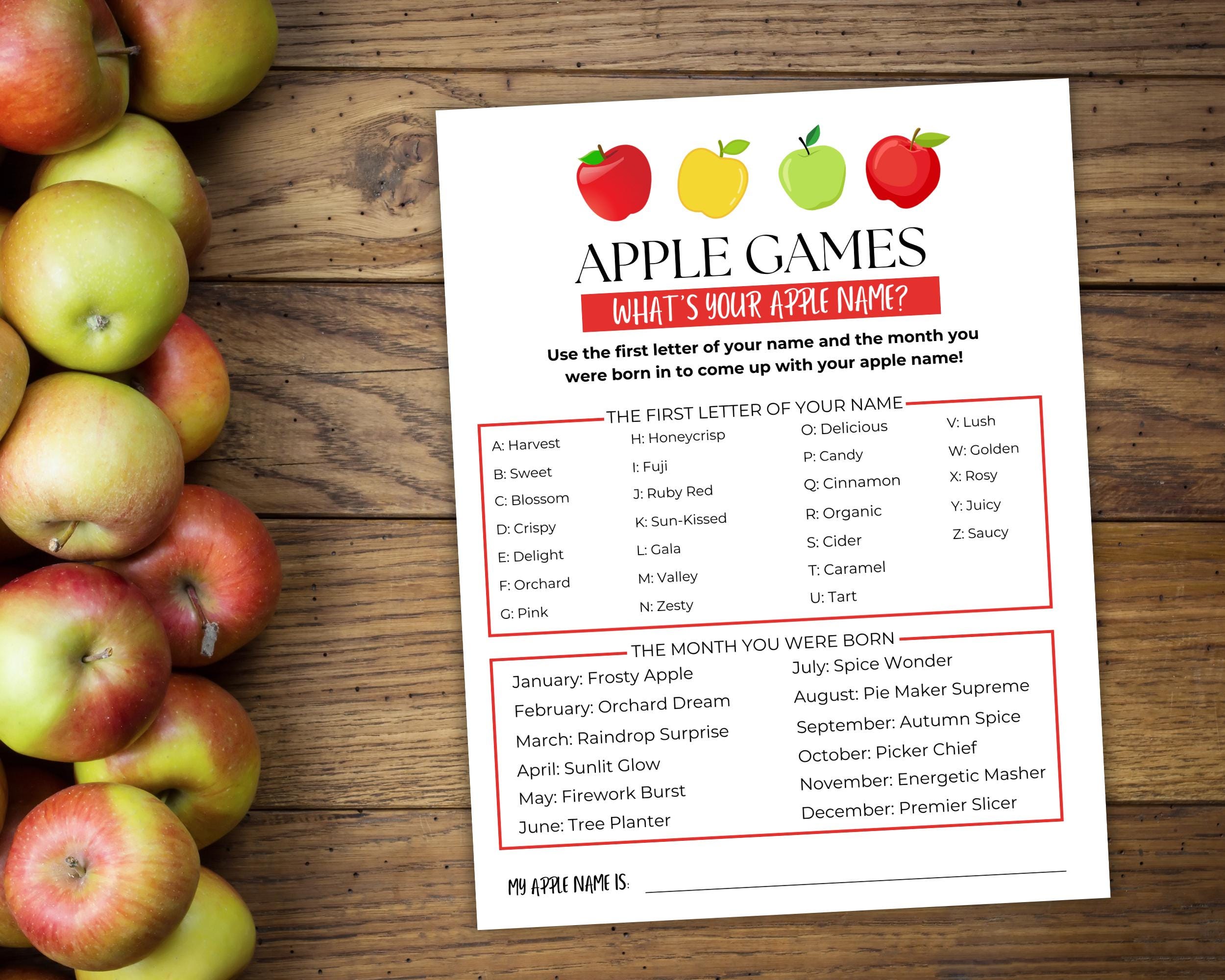 What's Your Apple Name, Apple Name Game, Apple Name Activity, Apple ...