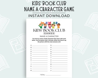 Juego de nombrar un personaje para el club de lectura infantil, Juego para romper el hielo en el club de lectura infantil, Juegos para el club de lectura infantil, Juego de fiesta para el club de lectura infantil, Juego para el club de lectura infantil