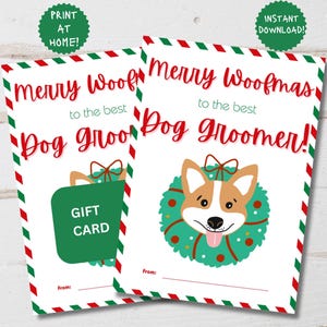 Hundefriseur Weihnachtsgeschenk Kartenhalter, Hundefriseur Geschenk, Hundefriseur Geschenk, Geschenk für Hundefriseur, frohe Weihnachtskarte, Danke