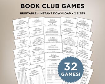 Juegos para clubes de lectura, actividades para clubes de lectura, juegos imprimibles para clubes de lectura, paquete de juegos para clubes de lectura, actividades de lectura en grupo