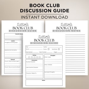 Guida alla discussione del club del libro, Guida alla recensione del libro, Materiale stampabile per il club del libro, Appunti del club del libro, Domande per la recensione del libro, Pacchetto di discussione del club del libro