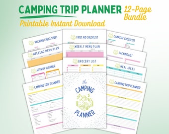Camping Trip Planner, Printable Camping Planner, Camp Checklist, Camp Planner, Camping Trip Packing List and Meal Planner, Camp Trip Planner