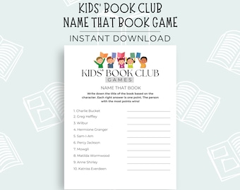 Kids Book Club Name That Book Game, Kids Book Club Icebreaker Game, Kids Book Club Games, Book Club Party Game, Children's Book Club Game