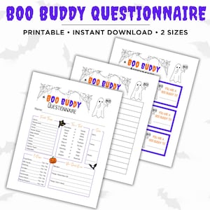 Boo Buddy Fragebogen, Boo Buddy-Umfrage, Boo Buddies, Coworker-Geschenkbörse, Teambildungsspiel, Mitarbeiterfavoriten, Liste der Lieblingssachen