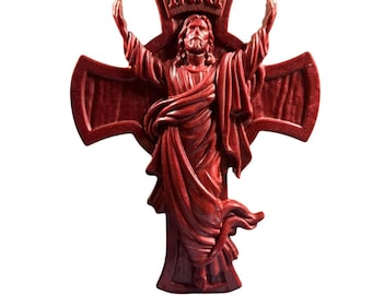 Burgundy Catholic Cross Wall Decor Faith Inspired Home Accent Handcrafted Resin