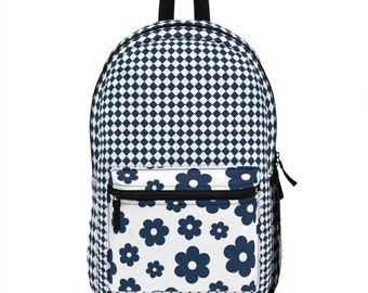 Blue Backpack Daisy Flower For Girls  Blue Daisy Floral Backpack  Flower School Bookbag Ladies Commuter Laptop Bag  Travel Backpack Purse