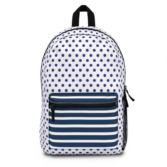 Navy polka dot backpack online