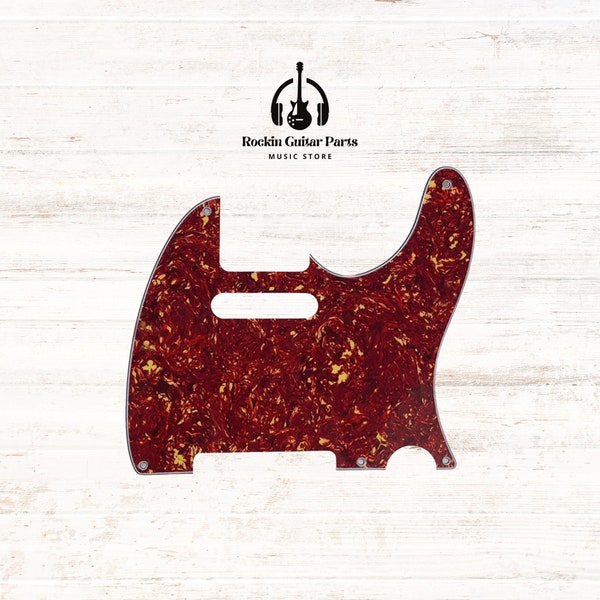 Custom Shop 5-Hole Pickguard Fits Fender '52 American Vintage Telecaster Guitars - Red Tortoise