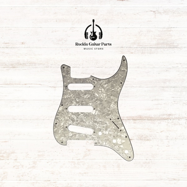 Custom Shop 11-Loch Modern Style SSS Pickguard für Fender Stratocaster Gitarren - White Pearl 4-Ply