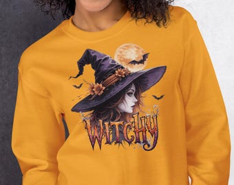 Witchy Moon Spell Sweatshirt: Gothic Halloween Fashion Top