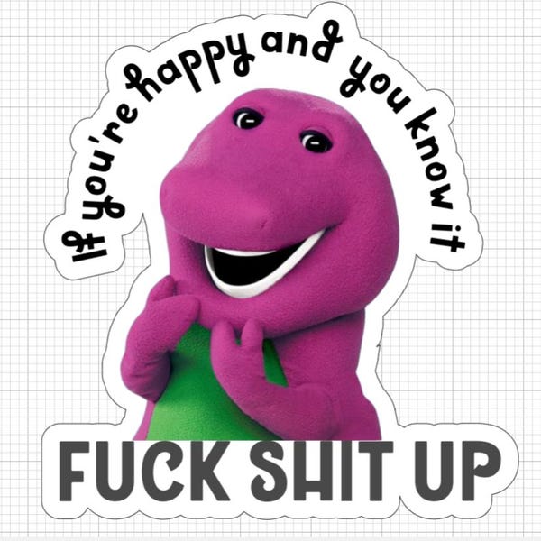 Funny Barney Sticker - Etsy