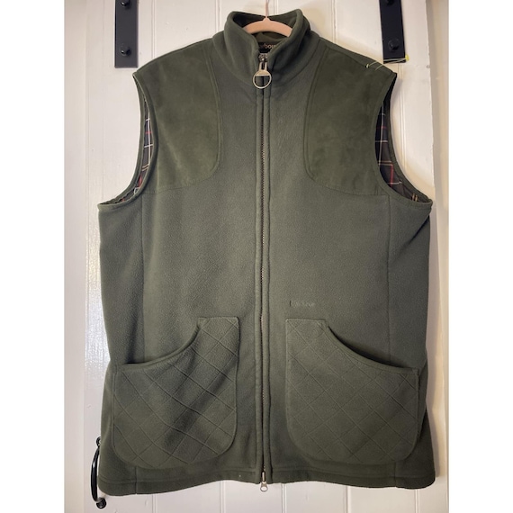 Barbour, Vintage Barbour Dunmoor Fleece Gilet Olive Green Vest Jacket Men's Size M
