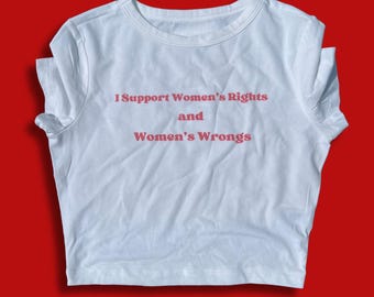 Camiseta de bebé Y2K Apoyo los derechos y los errores de las mujeres, feminista, top corto, camiseta, remera, retro, vintage, inspirada
