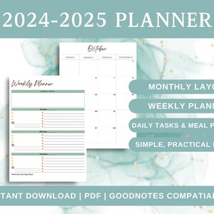 2024-2025 Planner | Monthly Calendar | Business Planner | Weekly Planner | Planner Printable