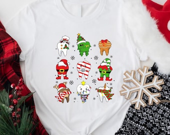 Funny Christmas Teeth T-shirt, Christmas Dental Hygiene Shirt, Cute Christmas Dentist Tee, Dental Crew Tee, Christmas Dentist Student Gift
