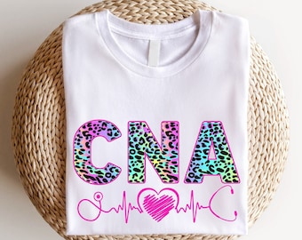 CNA Leopard Shirt, Certified CNA Assistant Sweatshirt, Certified Nursing Assistant Heart Beat T-shirt, Nurse Life Shirt, Nursing School Tee