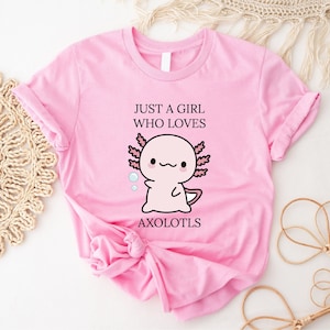 Just A Girl Who Loves AXOLOTLS T-shirt, Cute Axolotls Lover Gift Shirt, Adult Youth Axolotls Shirt, Walking Fish Tee, Salamander Lover Shirt