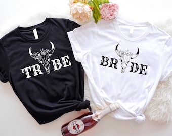 Bride T-Shirt, Tribe Shirt, Western Bachelorette Party Themed Tee, Bridesmaid And Bride Cute Matching Sweatshirt, Cowgirl Bride Theme Hoodie