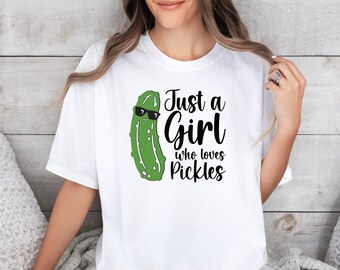Just A Girl Loves Pickle T-Shirt, Comfort Colors Shirt, Pickle Lover Social Club Tee, Stylish Sunglasses Funny Pickle T-Shirt, Pickle Shirt.