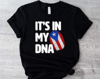 It's In My DNA T-Shirt, Puerto Rican Shirt, USA Flag Shirt, America Fingerprint Shirt, American Pride Tee, Independence Day T-Shirts