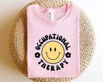 Occupational Therapy Vintage Smiley Face T-Shirt, OT Graduation Sweatshirt, Physical Therapist Shirt, Therapy Assistant Tee, OT Floral Shirt