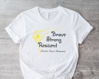 Sarcoma Cancer Awareness T-Shirt, Brave Strong Resilient Shirt, Sarcoma Support Squad Shirt, Wear Yellow For Sarcoma Cancer Awareness Tee