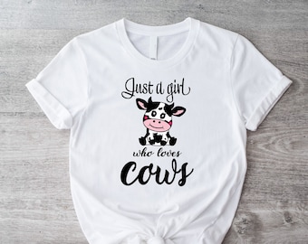Just A Girl Who Loves Cows T-Shirt, Cute Cow Lover Shirt, Gift For Cows Obsessed, Animal Lover Shirt, Gift For Farmer Girl, Country Girl Tee